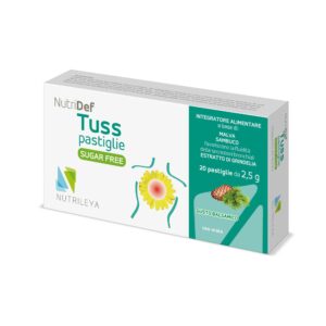 NutriDef Tuss Pastiglie pa sheqer me Pino Mugo – pastila natyrale për qetësimin e fytit dhe lehtësimin e kollës.