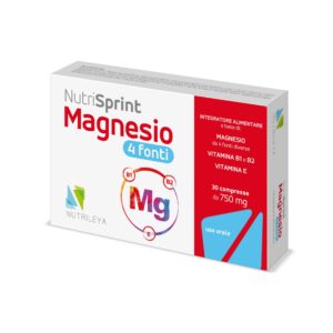 NutriSprint Magnesio 4 Fonti – suplement natyral me 4 burime magnezi për përmirësimin e energjisë dhe funksionin e muskujve dhe sistemit nervor.