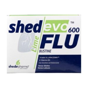 Kutia e ShedevoFlu 600 – 18 bustina, suplement për kollë me acetilcisteinë dhe vitamina, nga Shedir Pharma.
