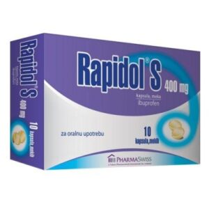 Kuti dhe tableta Rapidol S 400 mg për dhimbje dhe temperaturë.