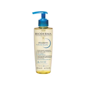 Bioderma Atoderm Vaj Dushi – vaj pastrues për lëkurë të thatë dhe të ndjeshme, me niacinamide dhe pa sapun.