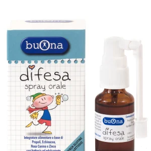 Buona Difesa Oral Spray – spray natyral për imunitetin e fëmijëve me laktoferrinë dhe vitaminë D3, pa alkool, me shije të këndshme.