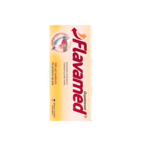 Shishe me Flavamed Shurup 100 ml – ilaç për kollë me sekrecione, me ambroksol hydrochloride, për fëmijë dhe të rritur.