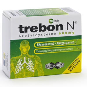 Kutia e Trebon N 600 mg – tabletë eferveshente me acetilcisteinë për trajtimin e kollës me sekrecione.